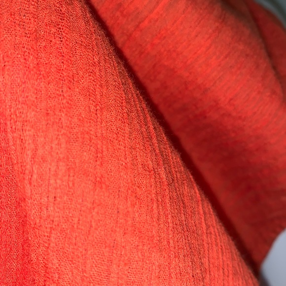 Free People Red Tangerine Orange Boho V- Neck Crop Top - Picture 3 of 9